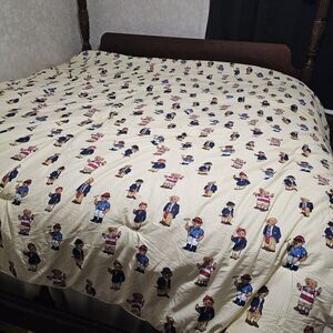 Ralph Lauren Teddy King Comforter Polo Bear Yellow Stripe NEW Vintage